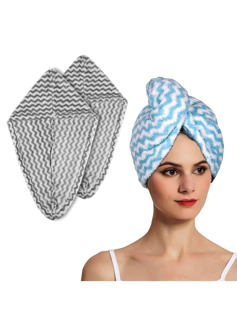 Urbane Home Hair Wrapper HairDrying Towel Hair Bathrobe for Women Girls Microfiber Hair Towel Quick Absorbent Hair Towel Zig Zag Pack of 3 Multicolor