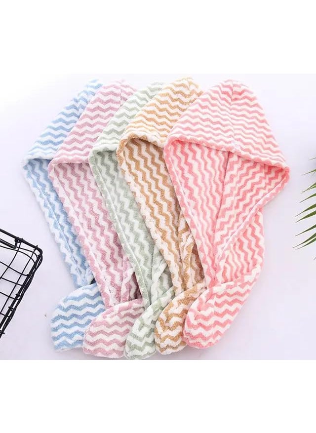 Khillayox Microfiber Womens Plain Pattern Hair Towel Wrap 400 GSM Absorbent Towel HairDrying Bathrobe Magic Hair Warp Towel Super Quick Hair Drying Cap Towel Pack of 5