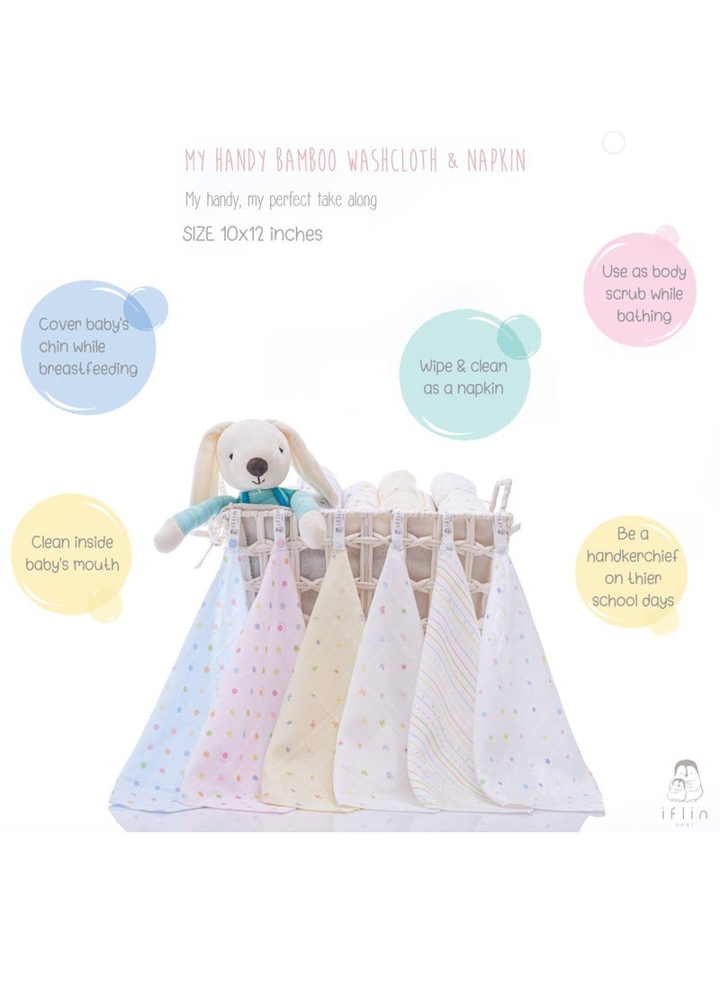 My Handy Bamboo Washcloth & Napkin 10″x12″ (6 Pcs.) Playful Sky