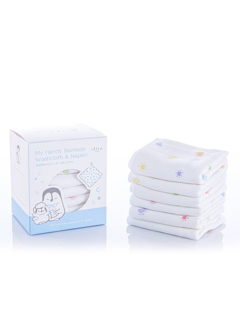 My Handy Bamboo Washcloth & Napkin 10″x12″ (6 Pcs.) Playful Sky