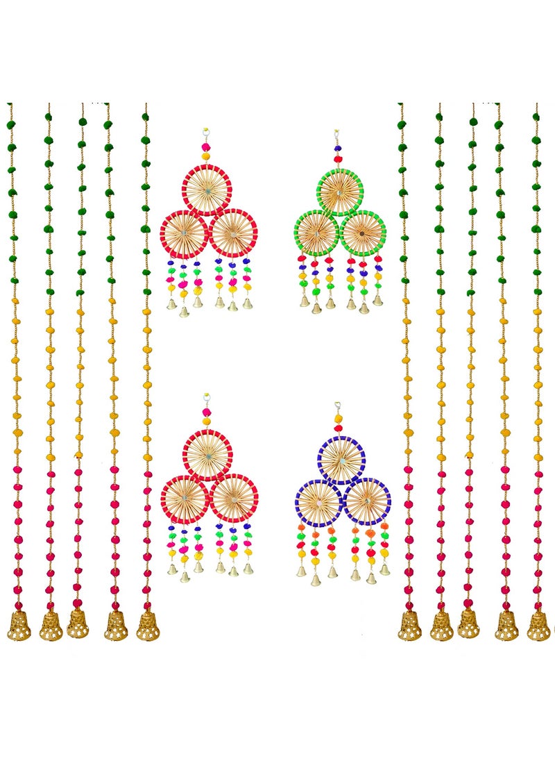 3A Featuretail Stage Backdrop Decoration Items Sets for Festivals Pooja Haldi Mehandi Birthday Anniversary Wedding DIY Decoration Kits 14 Pc Set Design Style 4