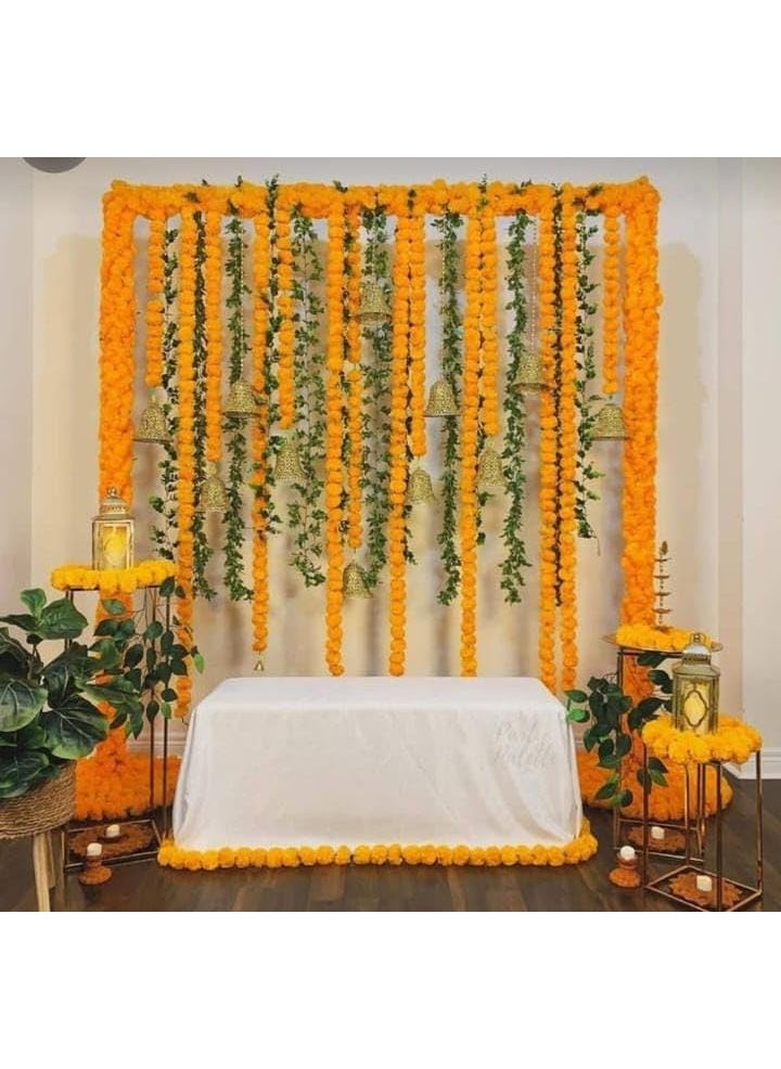 Sellplus Backdrop Setup for Mehndi haldi Marrige Pooja ganpati Home Decoration Combo of Marigold Strings Set 15