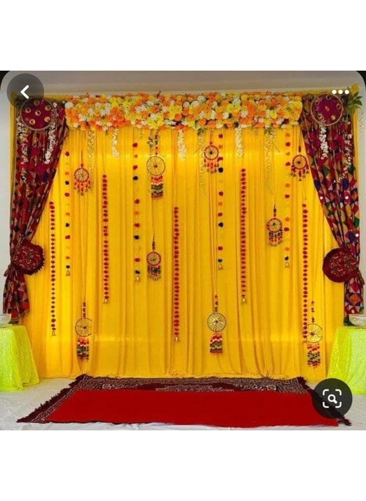 Sellplus Backdrop Setup for Mehndi haldi Marrige Pooja ganpati Home Decoration Combo of Marigold Strings Set 2