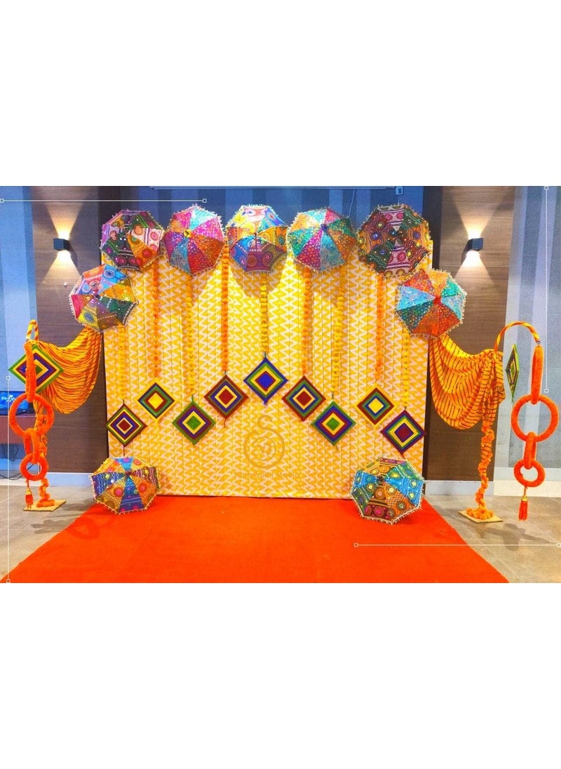Sellplus Backdrop Setup for Mehndi haldi Marrige Pooja ganpati Home Decoration Combo of Marigold Strings Set 7