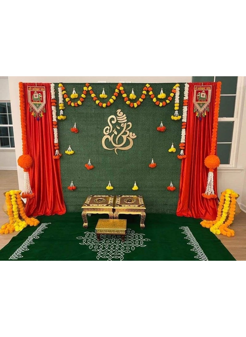 Sp Sellplus Backdrop Setup For Mehndi Haldi Marrige Pooja Ganpati Home Decoration Combo Of Marigold Strings Set 5 15 Cm