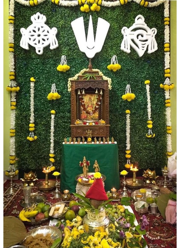 Sellplus Backdrop Setup for Mehndi haldi Marrige Pooja ganpati Home Decoration Combo of Marigold Strings Set 41