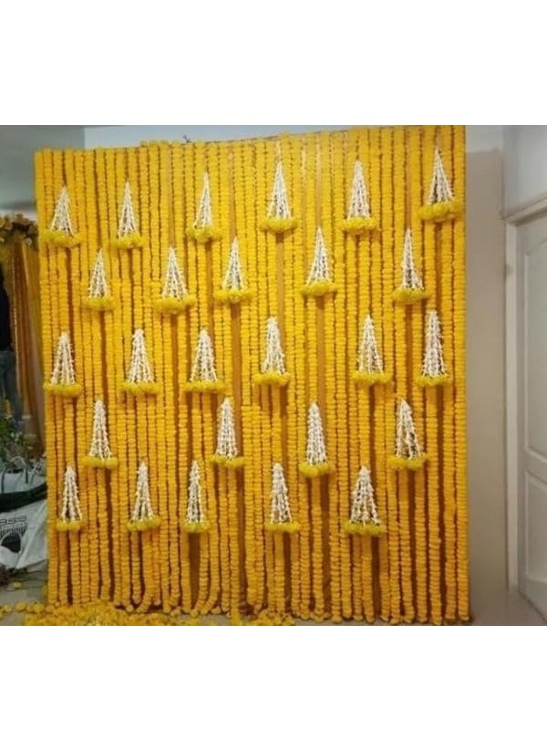 Sellplus Backdrop Setup for Mehndi haldi Marrige Pooja ganpati Home Decoration Combo of Marigold Strings Set 19