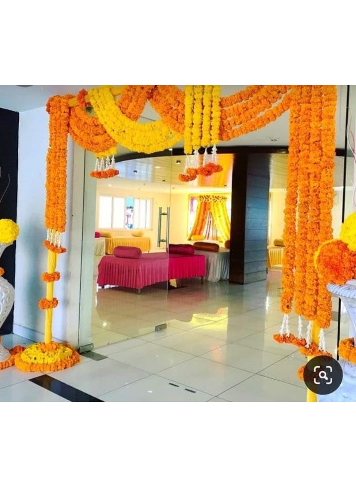 Sellplus Backdrop Setup for Mehndi haldi Marrige Pooja ganpati Home Decoration Combo of Marigold Strings Set 17