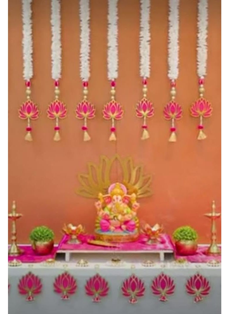 Sellplus Backdrop Setup for Mehndi haldi Marrige Pooja ganpati Home Decoration Combo of Marigold Strings Set 14
