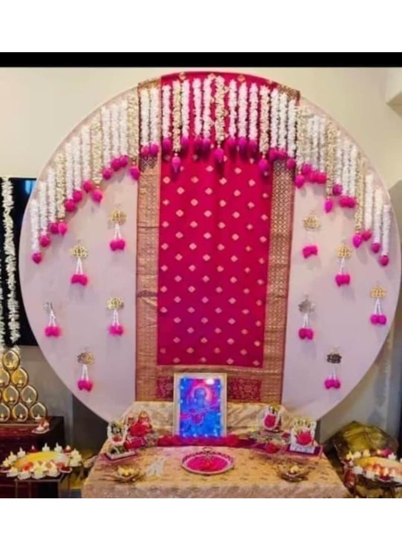 Sellplus Backdrop Setup for Mehndi haldi Marrige Pooja ganpati Home Decoration Combo of Marigold Strings Set 6
