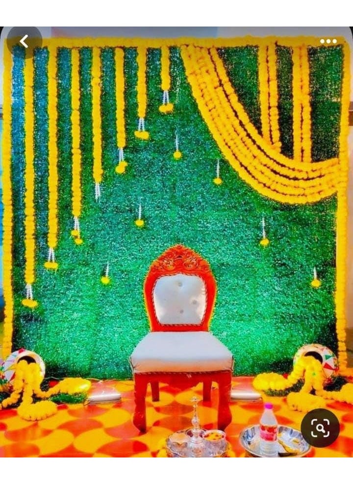 Sellplus Backdrop Setup for Mehndi haldi Marrige Pooja ganpati Home Decoration Combo of Marigold Strings Set 34