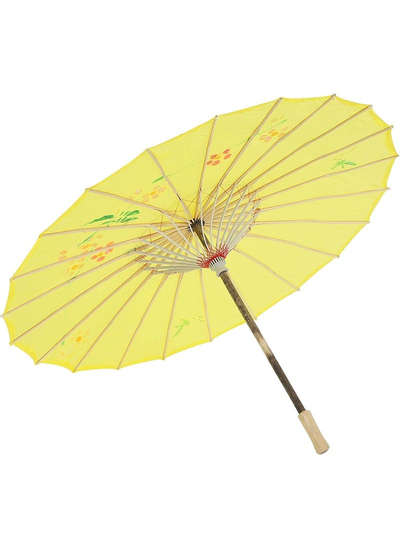 The Decor Affair Decorative Chinese Wedding Umbrella Handmade Decorative Oiled Paper Umbrella Cosplay Photo Shoot Prop Hanging Ornament Set of 1 Yellow