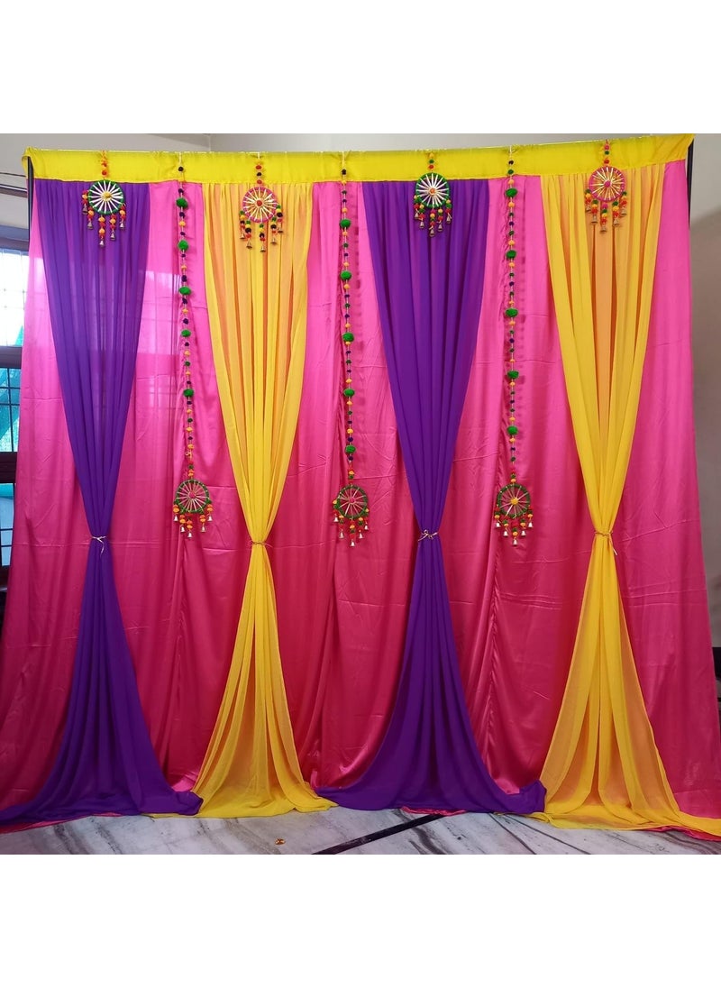 Sellplus Backdrop Setup for Mehndi haldi Marrige Pooja ganpati Home Decoration Combo of Marigold Strings Set 8