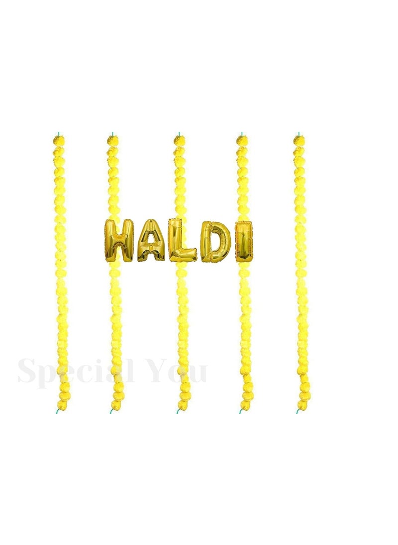 Special You Haldi Decoration backdrop for women and men with marigold garland and Foil banner Combo for ceremony photo shoot wedding party stage background haldi ceremony pack of 6 items