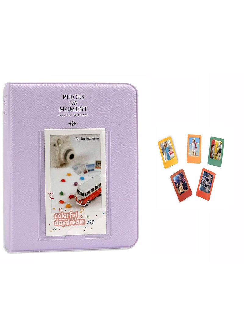 Stela instant Mini 64page Photo Album Compatible for Films of Fujiflm instant Mini with 5 pieces magnet frame lilac purple