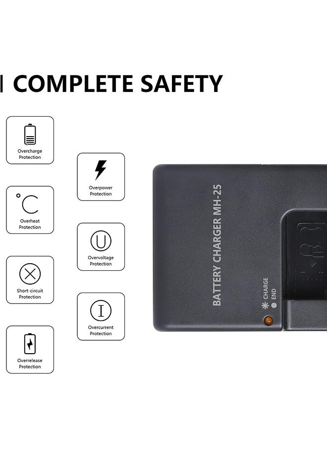 MH-25 Quick Charger for Nikon Camera Battery:MH-25a EN-EL15 EN-EL15a EN-EL15b EN-EL15c EP-5B D500 D600 D610 D750 D780 D800 D800E D810 D810A D850 D7000 D7100 D7200 D7500 Coolpix Z5 Z6 Z6 II Z7 Z7II V