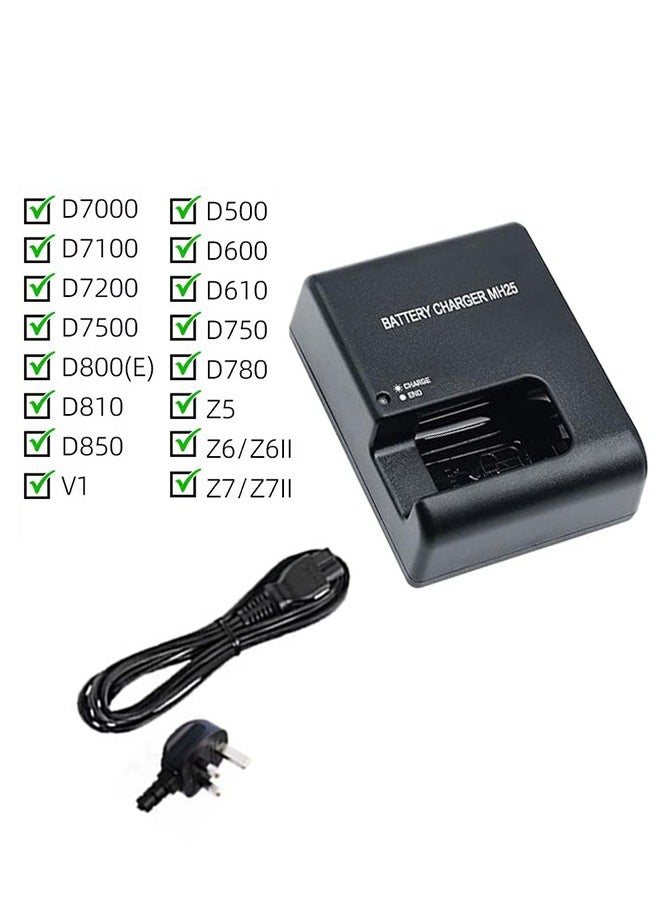MH-25 Quick Charger for Nikon Camera Battery:MH-25a EN-EL15 EN-EL15a EN-EL15b EN-EL15c EP-5B D500 D600 D610 D750 D780 D800 D800E D810 D810A D850 D7000 D7100 D7200 D7500 Coolpix Z5 Z6 Z6 II Z7 Z7II V