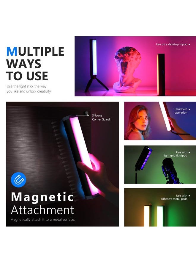 RGB LED Video Light Stick, Touch Bar & APP Control, Magnetic Handheld Photography Lighting Wand, Dimmable 3200K~5600K CRI98+ Full Color LED Light with 6400mAh Battery, 17 Scenes, RGB1