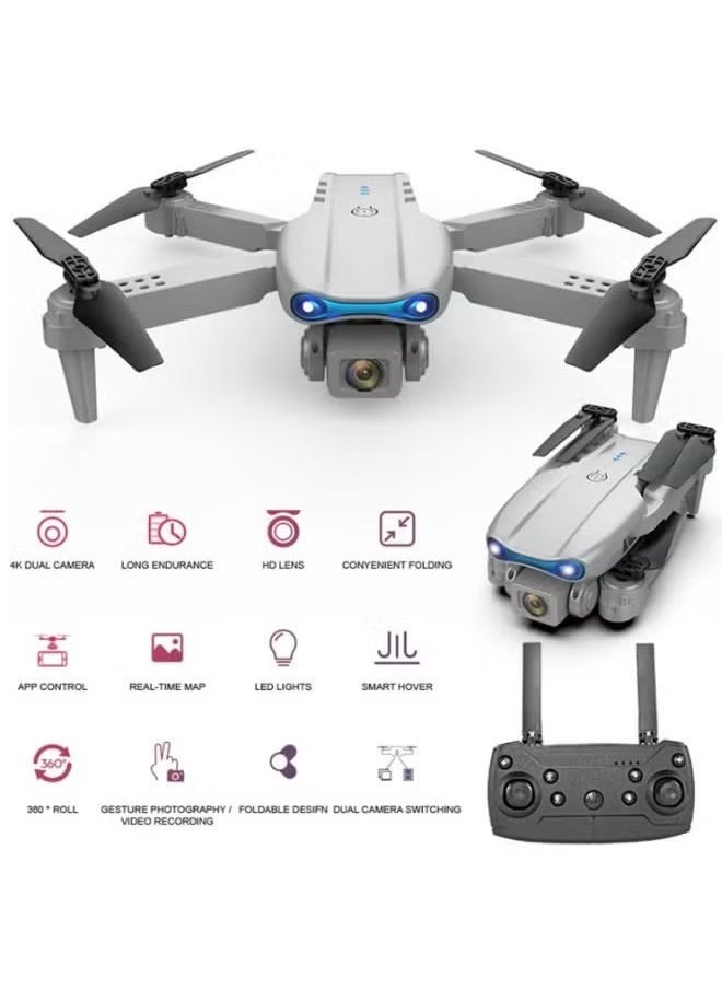 E99 Pro 4K HD Drone Camera Foldable Aerial drone aircraft for Beginners Real-Time Transmission 360° Roll, Long Battery Life Headless Mode Trajectory Flight One Key Return