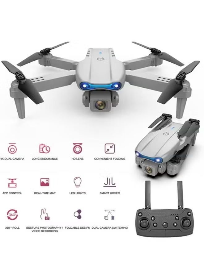 E99 PRO Drone  Professional 4K HD Dual Camera Automatic Foldable Design Height Keep  Mini Helicopter for Aerial Photography & Adventure Easy to Use