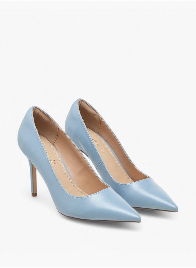 Women's Solid Slip-On Pumps with Stiletto Heels