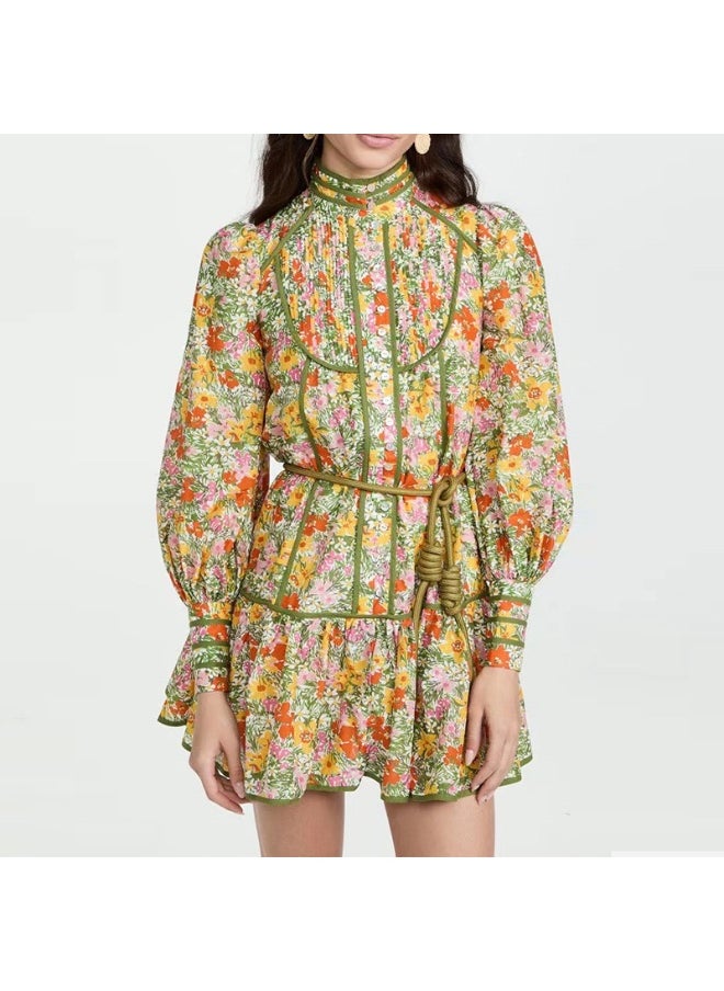 Vintage Puff Sleeve Floral Print Dress in Fresh Country Style