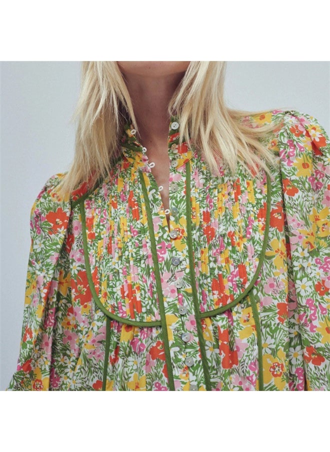 Vintage Puff Sleeve Floral Print Dress in Fresh Country Style