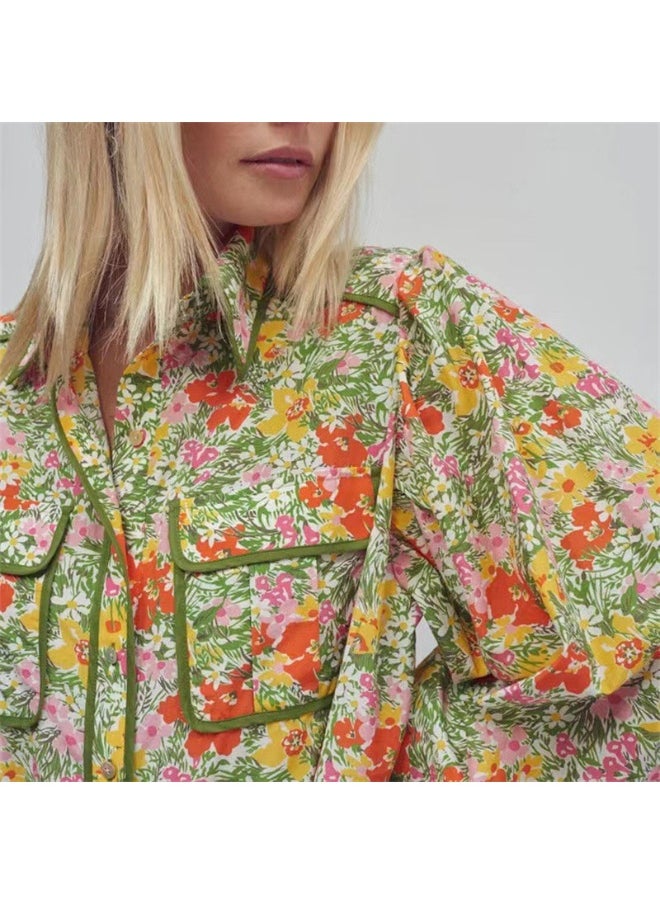 Vintage Puff Sleeve Floral Print Dress in Fresh Country Style