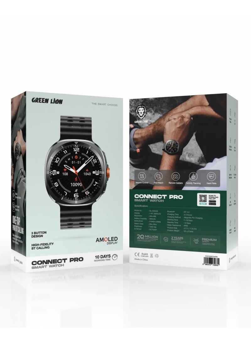 Connect Pro Smart Watch with AMOLED Display and High-Fidelity BT Calling / Always-on Display / Call/social notifications / Music Control / Raise Wrist Wake screen / Sleep monitoring / Sedentary Reminder / GL-SWA39 - Black