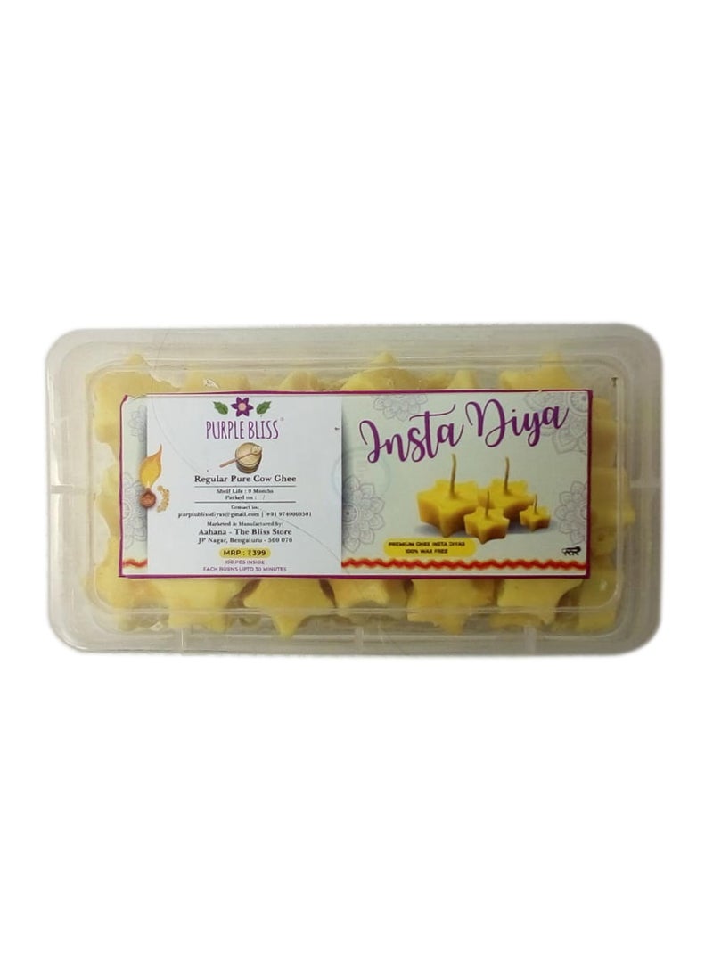 PurpleBliss Insta Pure Ghee DiyaInstaDiya Pack of 100 Candle