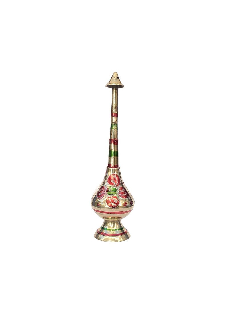 Saubhagya Pure Brass Gulab Pash Rose Water Holy Water and Perfume Sprinklers Gangajal Spray Bottle for PoojaPuja Mandir Temple Gold 10 inches 1piece Color