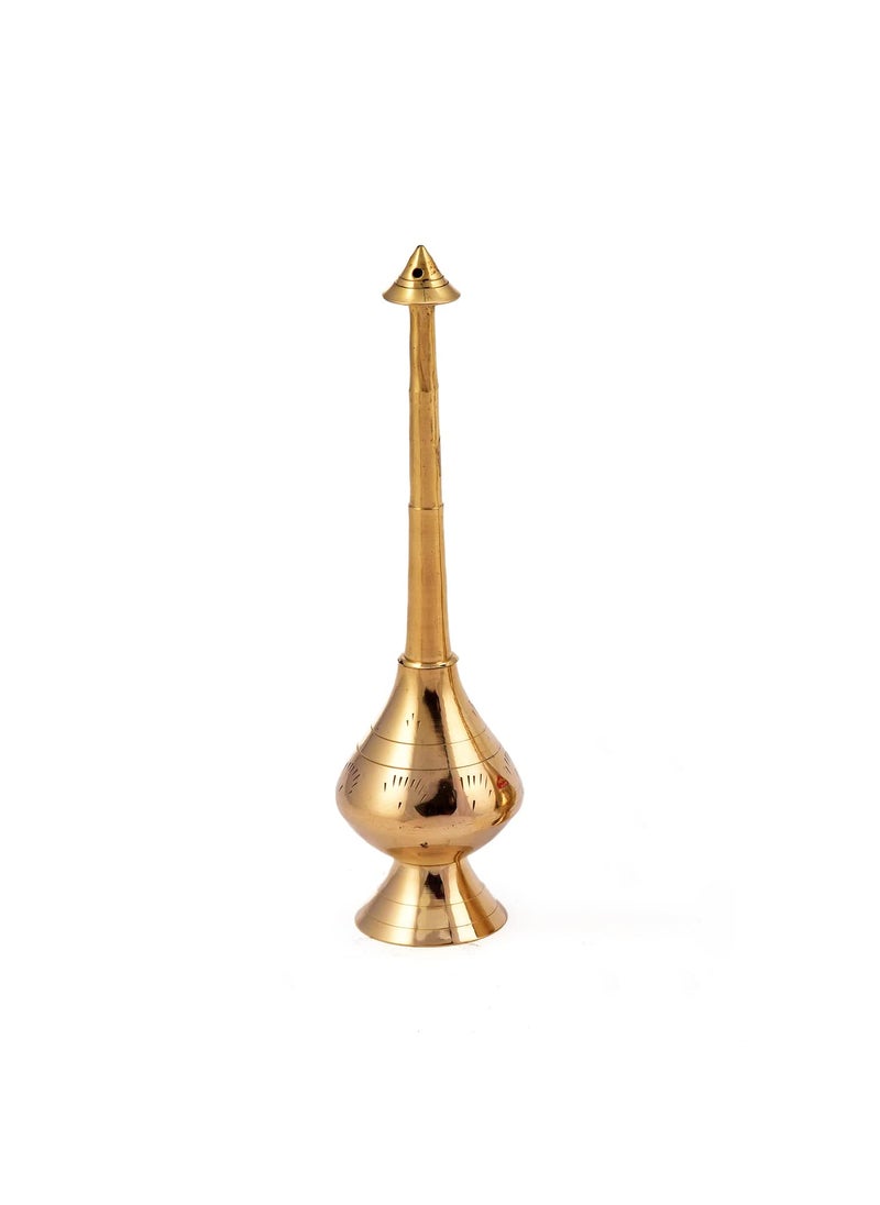Saubhagya Pure Brass Gulab Pash Rose Water Holy Water and Perfume Sprinklers Gangajal Spray Bottle for PoojaPuja Mandir Temple Gold 10 inches 1piece