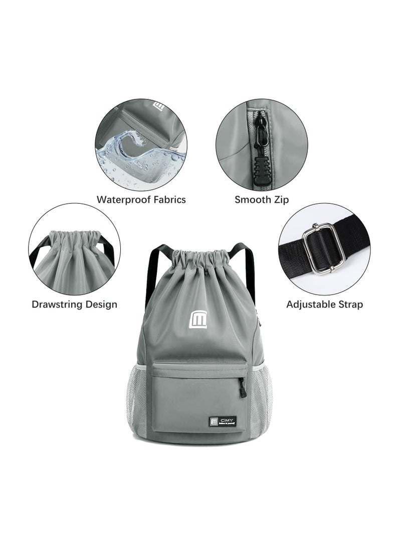 Waterproof Drawstring Backpack for Men, Women, and Kids - Large Printed Gym Bag for Sports, Travel, Yoga, Swimming, and Shopping - Versatile Drawstring Bag for All Ages.
