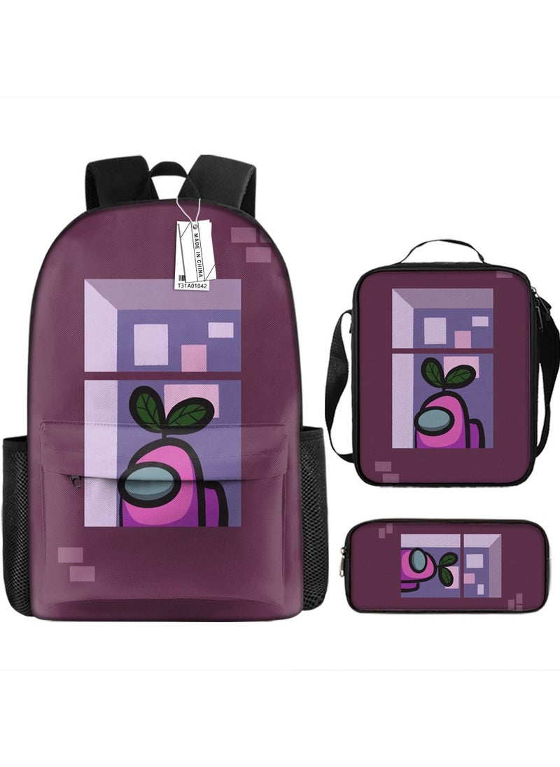Printed backpack polyester schoolbag large-capacity cross-body bag student-ZZ-Garfield (universal standard three-piece set) - 7 - 41