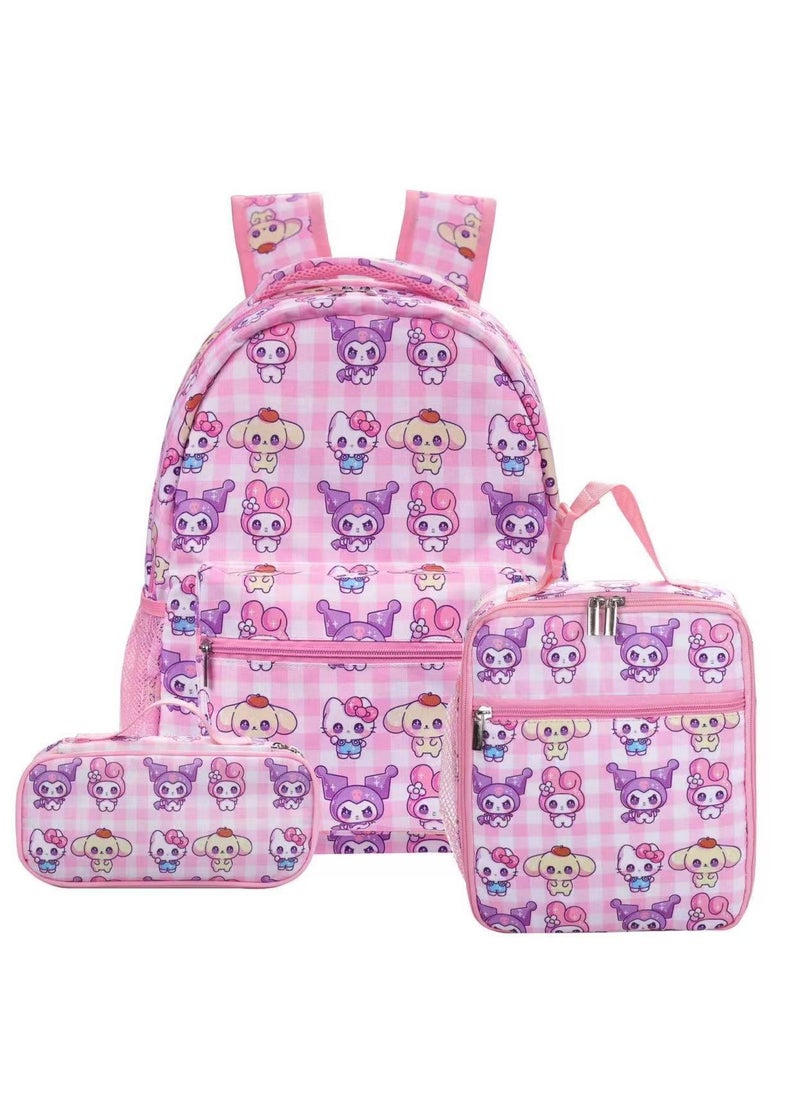 Coolomi Cartoon Backpack Primary and Secondary School Students Backpack Children Backpack 30*40*17CM+Lunch Bag 21*26*11CM+Pen Bag