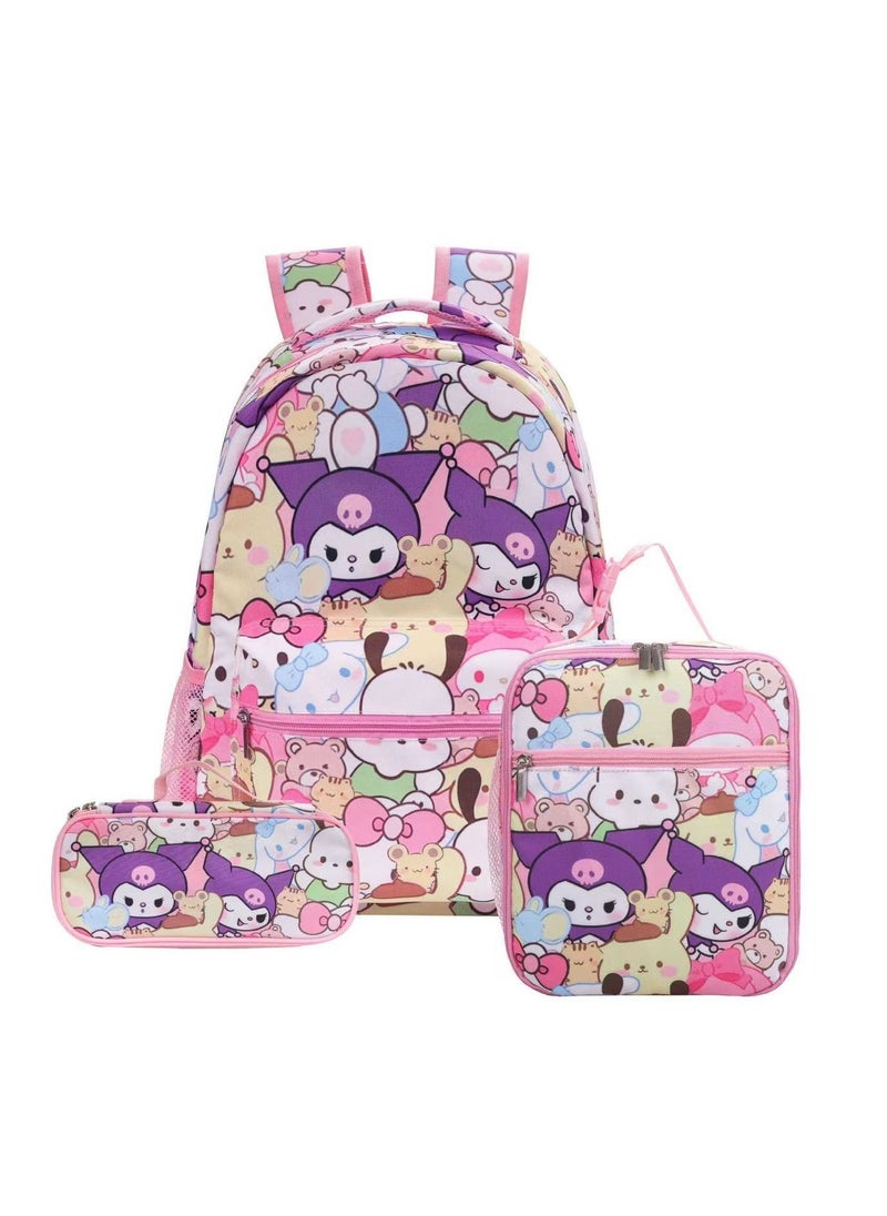 Coolomi Cartoon Backpack Primary and Secondary School Students Backpack Children Backpack 30*40*17CM+Lunch Bag 21*26*11CM+Pen Bag