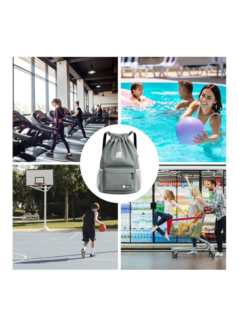 Waterproof Drawstring Backpack for Men, Women, and Kids - Large Printed Gym Bag for Sports, Travel, Yoga, Swimming, and Shopping - Versatile Drawstring Bag for All Ages.