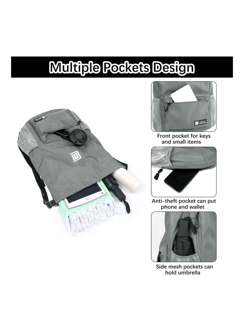 Waterproof Drawstring Backpack for Men, Women, and Kids - Large Printed Gym Bag for Sports, Travel, Yoga, Swimming, and Shopping - Versatile Drawstring Bag for All Ages.