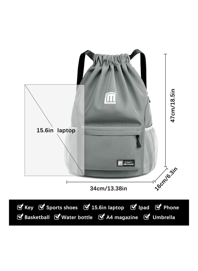 Waterproof Drawstring Backpack for Men, Women, and Kids - Large Printed Gym Bag for Sports, Travel, Yoga, Swimming, and Shopping - Versatile Drawstring Bag for All Ages.
