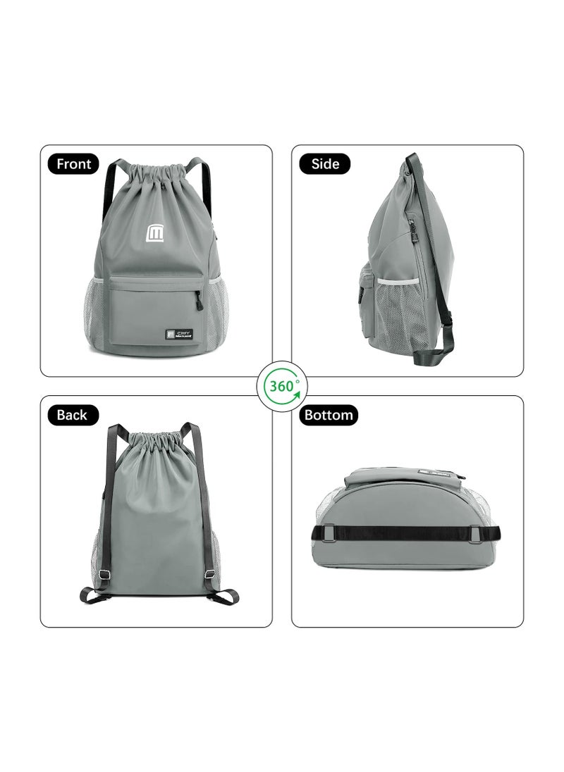 Waterproof Drawstring Backpack for Men, Women, and Kids - Large Printed Gym Bag for Sports, Travel, Yoga, Swimming, and Shopping - Versatile Drawstring Bag for All Ages.