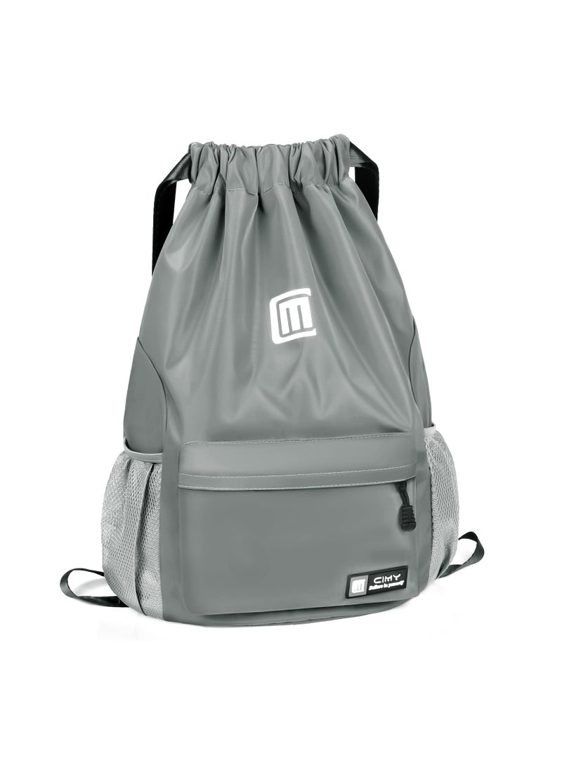 Waterproof Drawstring Backpack for Men, Women, and Kids - Large Printed Gym Bag for Sports, Travel, Yoga, Swimming, and Shopping - Versatile Drawstring Bag for All Ages.