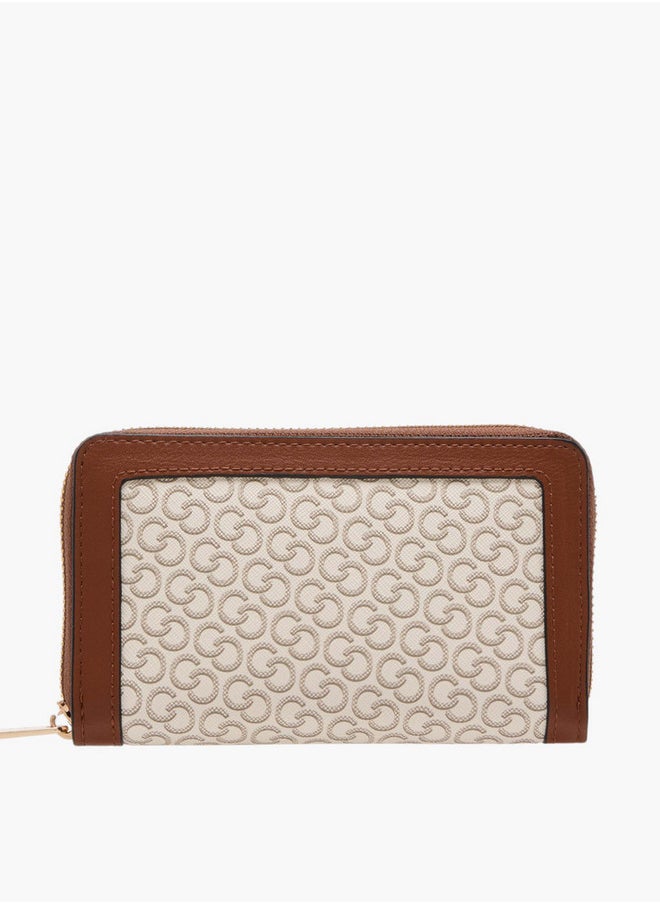 Women's Monogram Print Wallet with Zip Closure