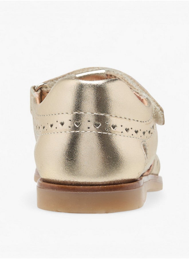 Girls Cutout Detail Strap Sandals with Hook and Loop Closure