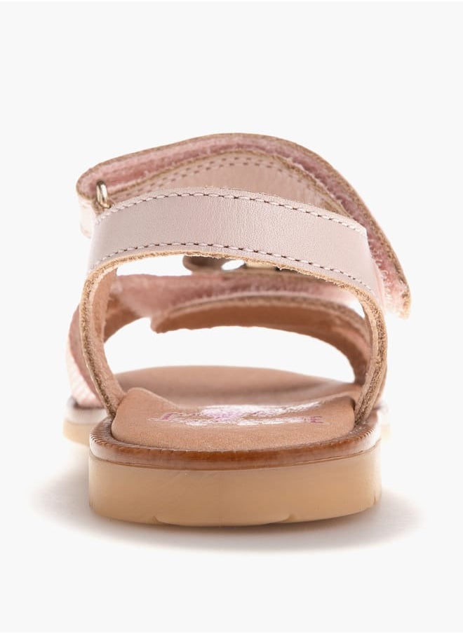 Girls' Bow Accent Strap Sandals with Hook and Loop Closure