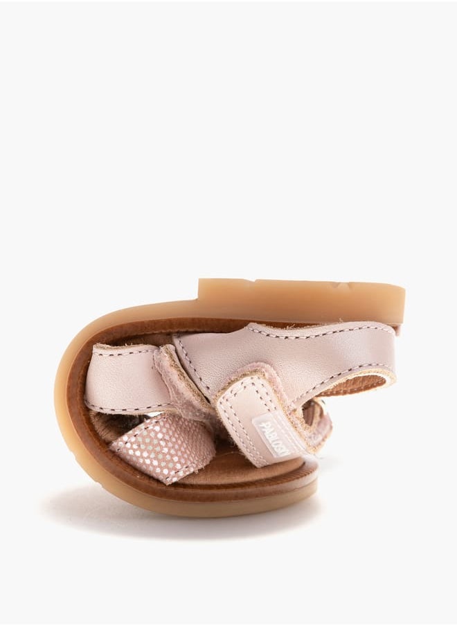 Girls' Bow Accent Strap Sandals with Hook and Loop Closure