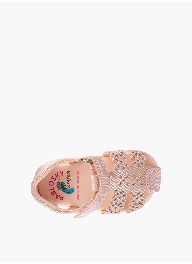 Girls Strap Sandals With Hook And Loop Closure