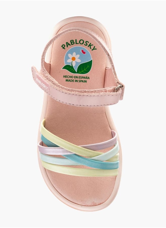 Girls Strap Sandals With Hook And Loop Closure
