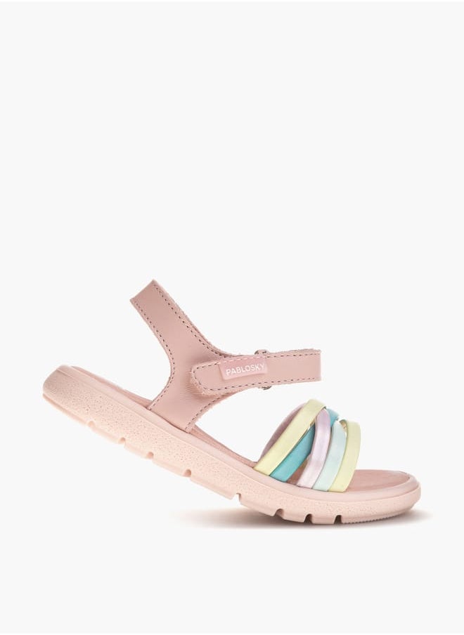 Girls Strap Sandals With Hook And Loop Closure