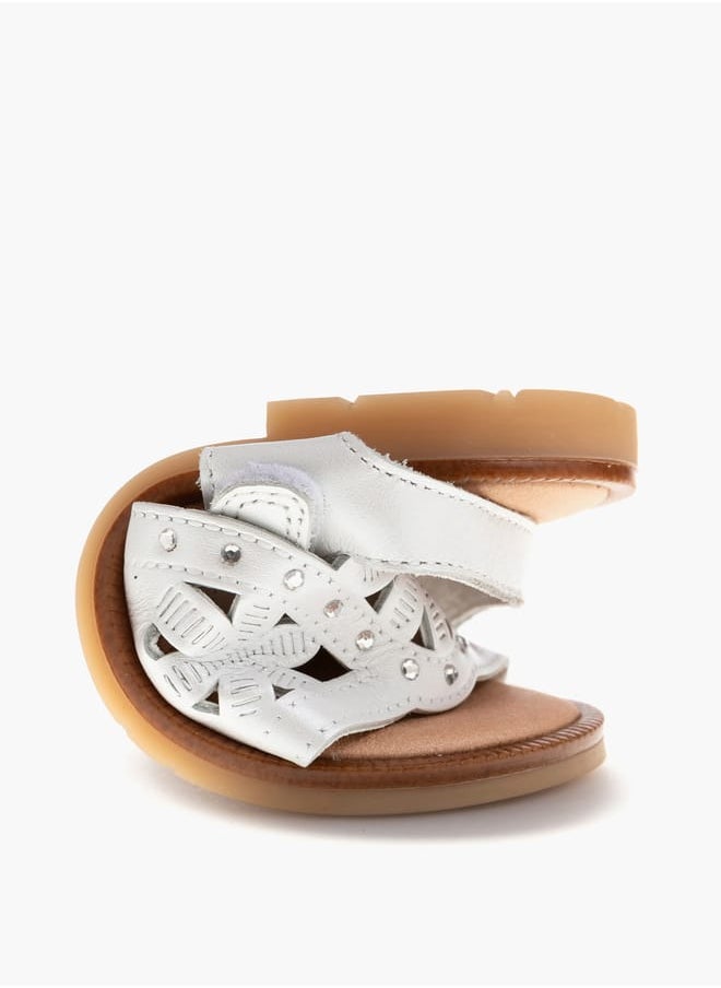 Girls' Cutout Detail Sandals with Hook and Loop Closure