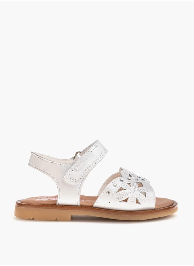 Girls' Cutout Detail Sandals with Hook and Loop Closure